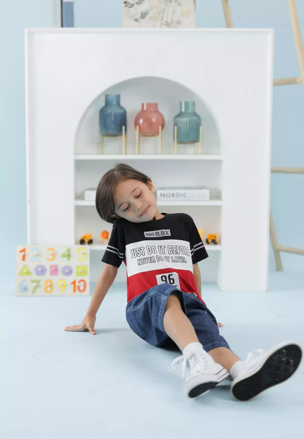 Wakakids Baju Atasan Kaos Anak Laki Laki Usia 1 Tahun Hingga 4 Tahun T-shirt Motif Just Do It 3936 Merah