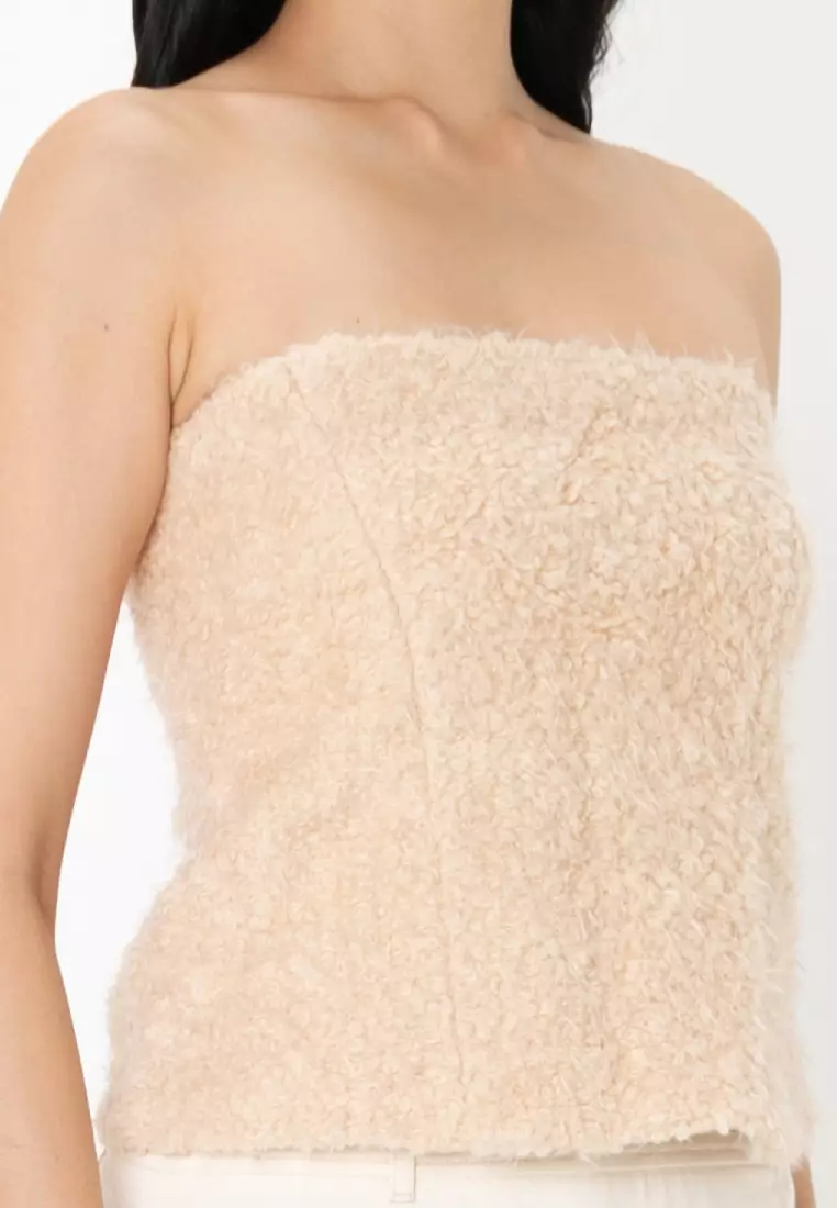 Boucle Strapless Top