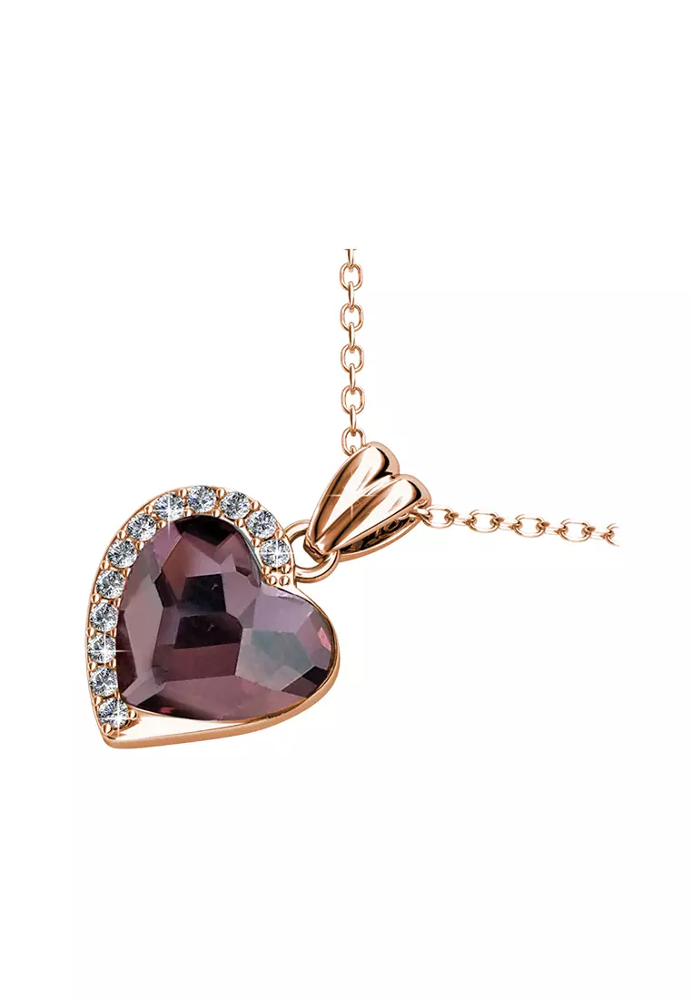 Fond Love Pendant Vintage Pink RG - Kalung Crystal Swarovski by Her Jewellery