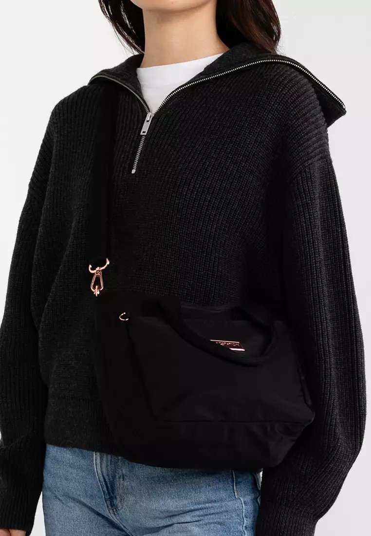 Rose Gold Series Crinkle Nylon Convertible Top Handle Bag