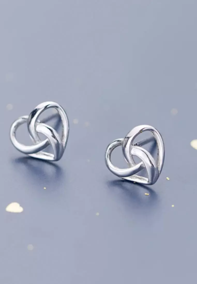 925 Silver Hollow Out Heart Earrings JW AR-G4427