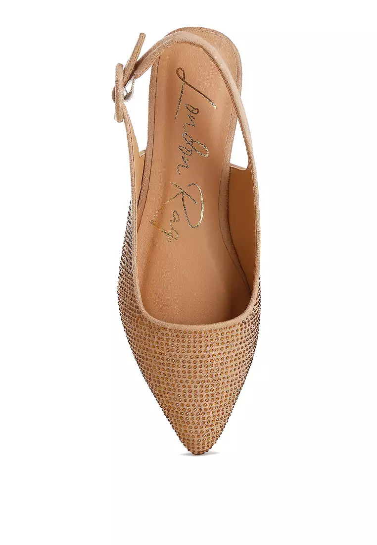 Bagal Slingback Berlian Imitasi Krem