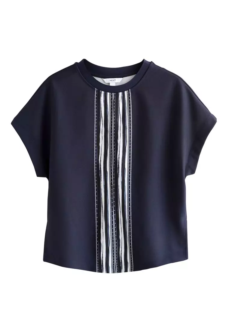 Short Sleeve Keyhole Crew Neck Top