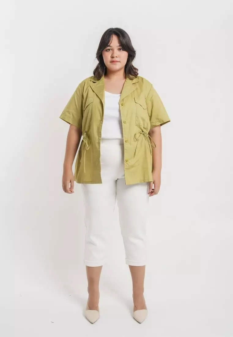 Plus Size Outer Top Blazer Naomie Summer Green