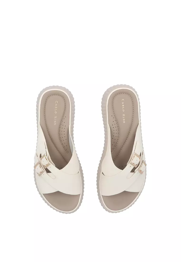 Beige Flexi Cloud Buckled Sandals