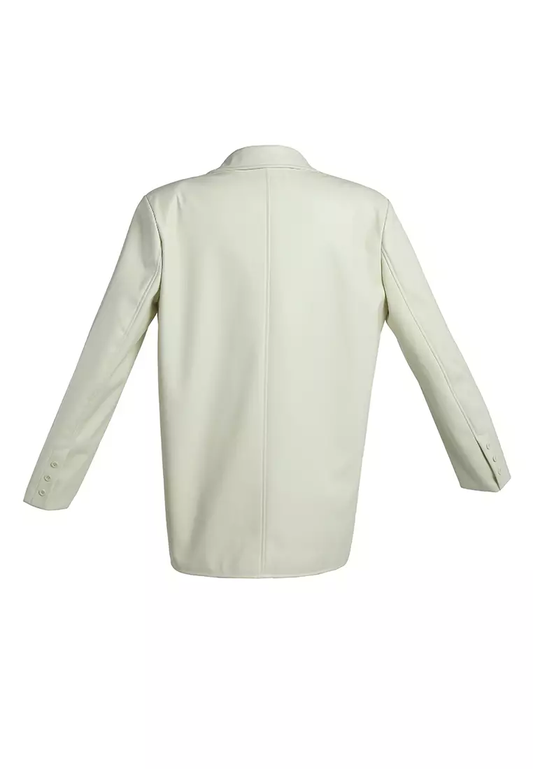 Cream Basic Button Down Blazer
