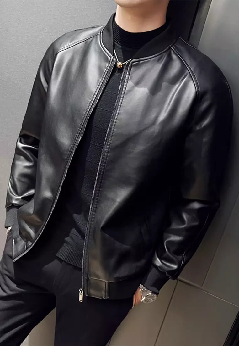Men's Slim Vintage Faux Leather Jacket MJ6601