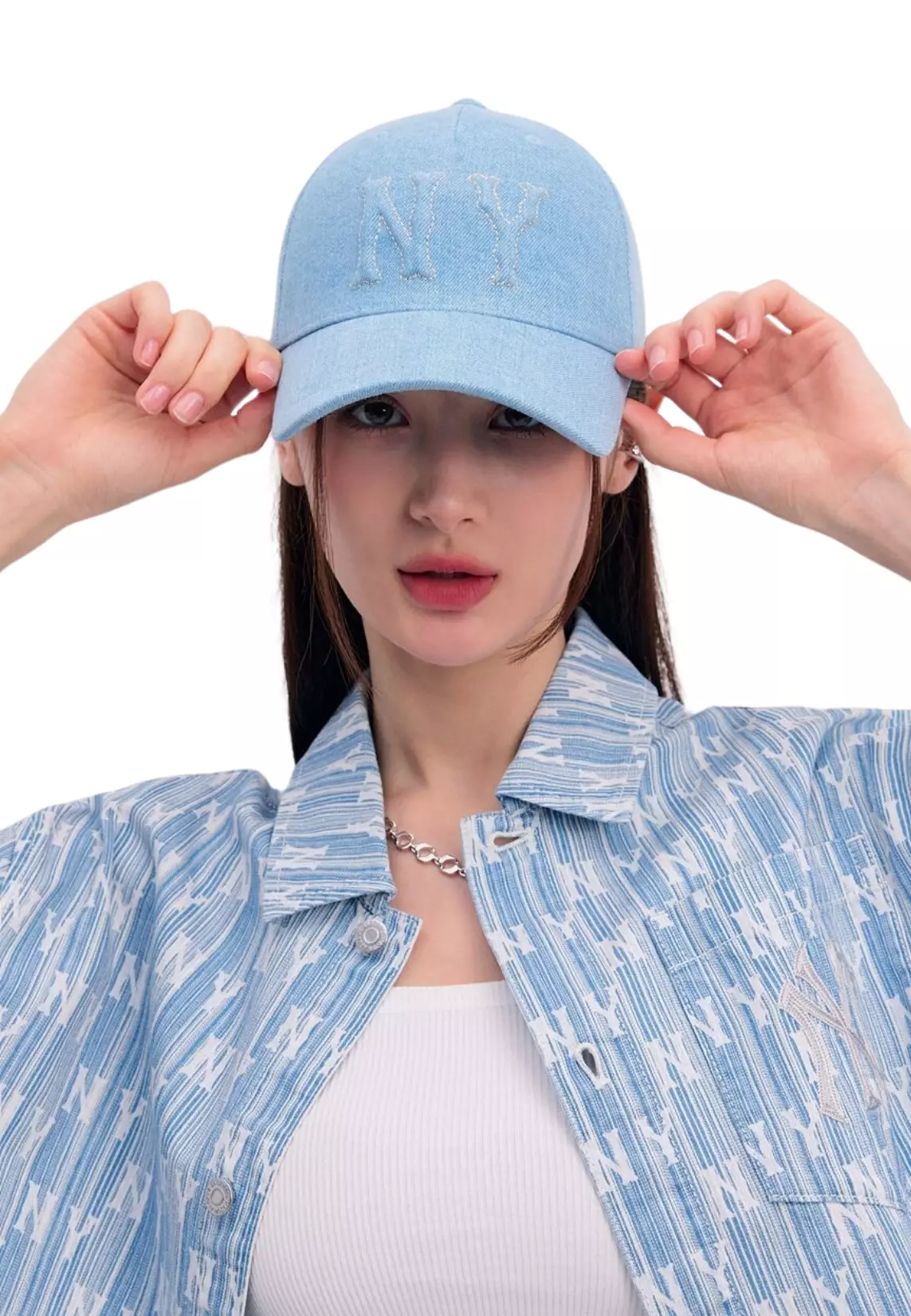 Jual MLB Korea Embo Logo Denim Structured Ball Cap - NY