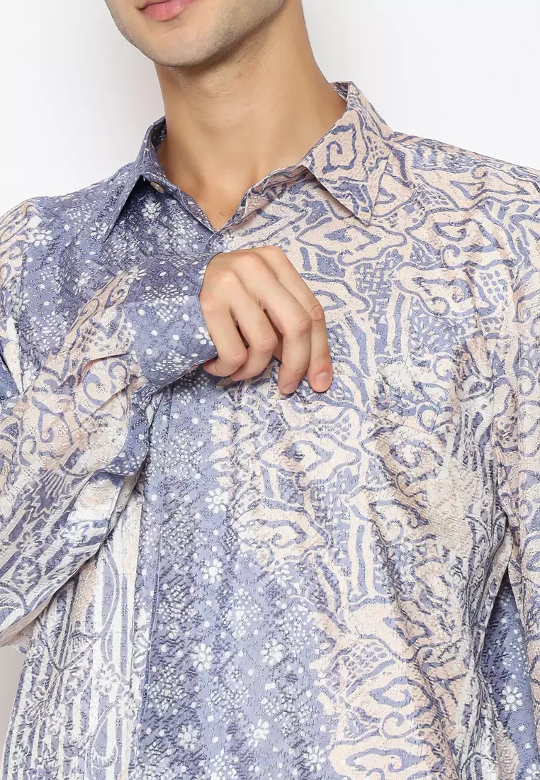 Rinjanie Batik - Kemeja Pria Modern - Batik Pastel Viscose Premium - Soft Pulau Series