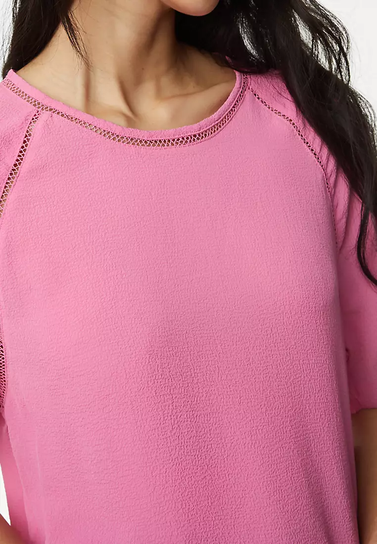 Textured Round Neck Blouse