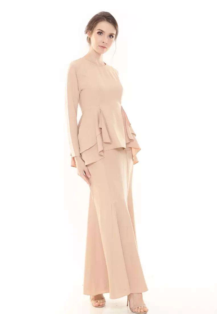 Lora Peplum in Gold Brown
