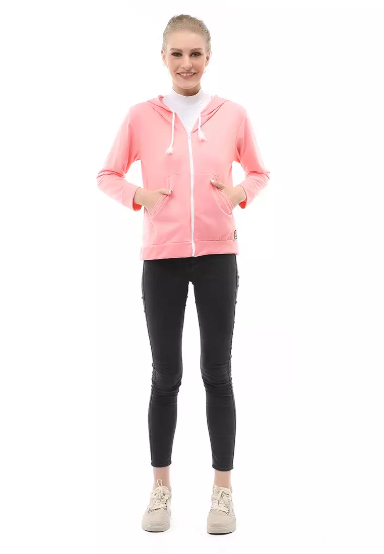 Hardwin Jacket Outer Wanita Funny Model Polos Material Babyterry ORIGINAL - Pink