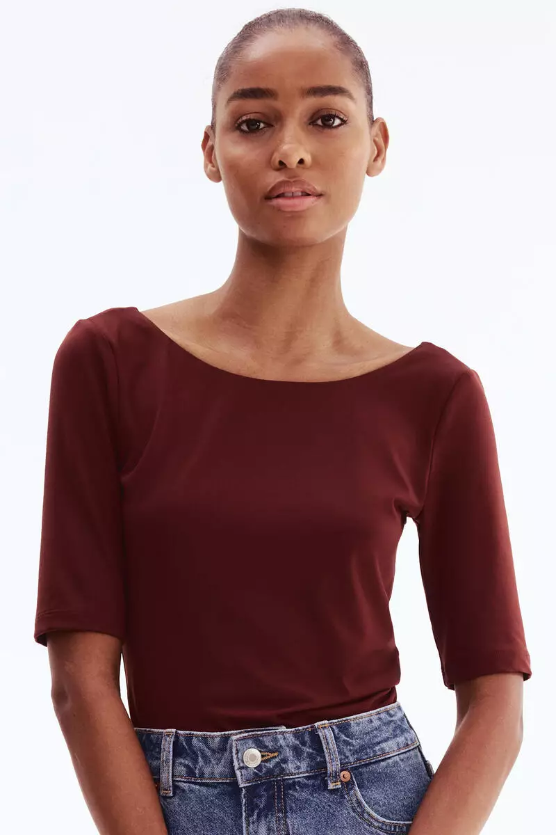Ballerina-neckline top