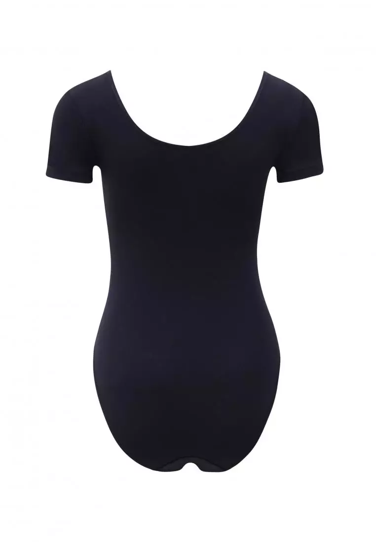 Essentials Black Short-sleeved Leotard