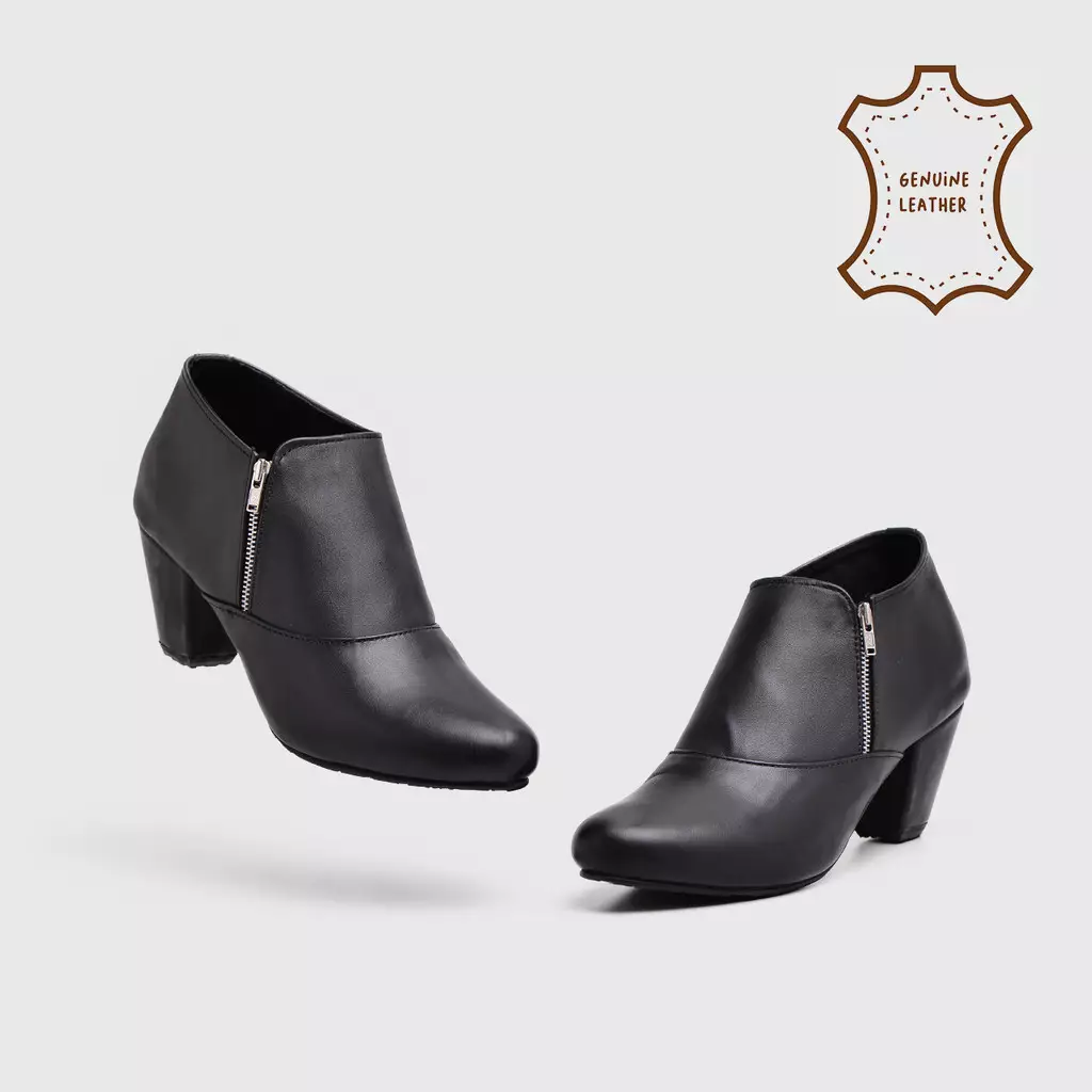 Potamogeton Heels Genuine Leather Black