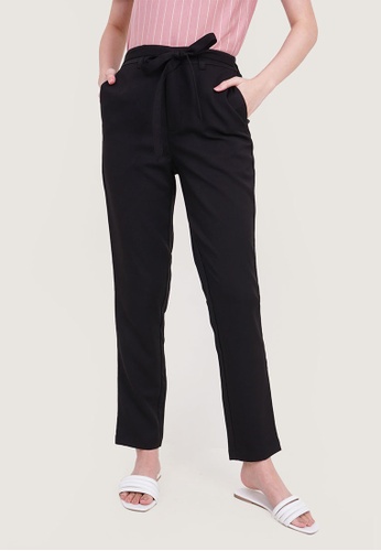 ForMe black Tie Waist Ankle-Length Pull Up Cozy Pants 112A6AAE83CE84GS_1