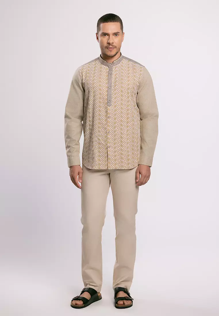 MOC - Kemeja Koko Lengan Panjang Pria Bilal - Khaki