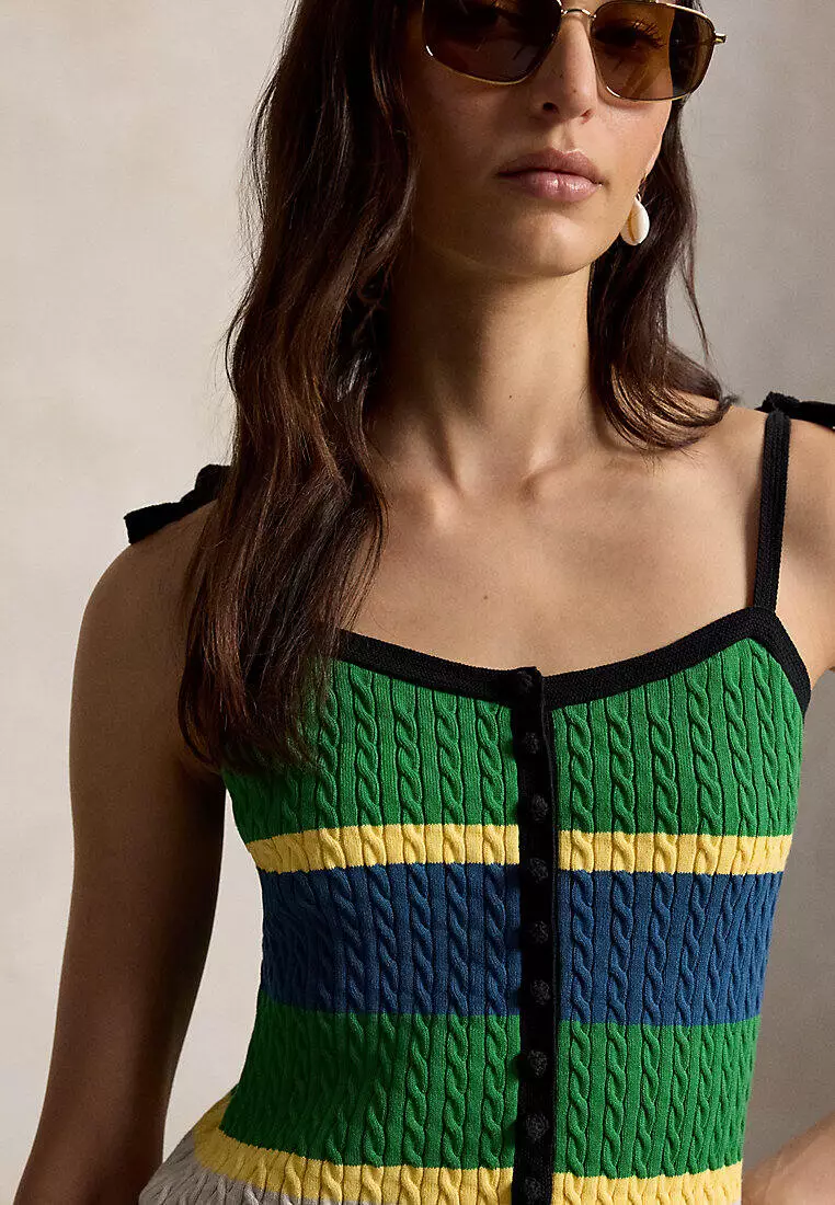 Color-Blocked Cable-Knit Tank Top
