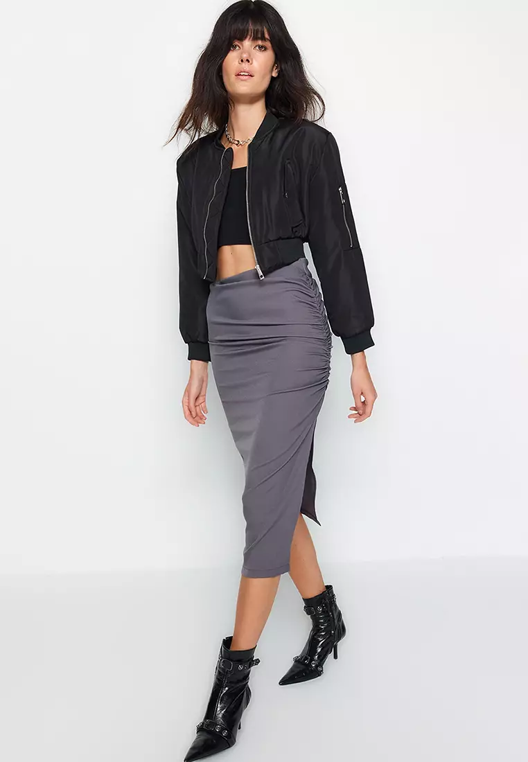 Ruched Midi Skirt