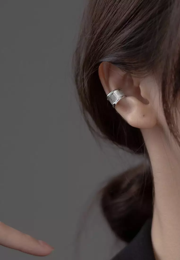 925 Silver Gold Plated Irregular Shape Brushed Ear Cuff JW AR-M00276