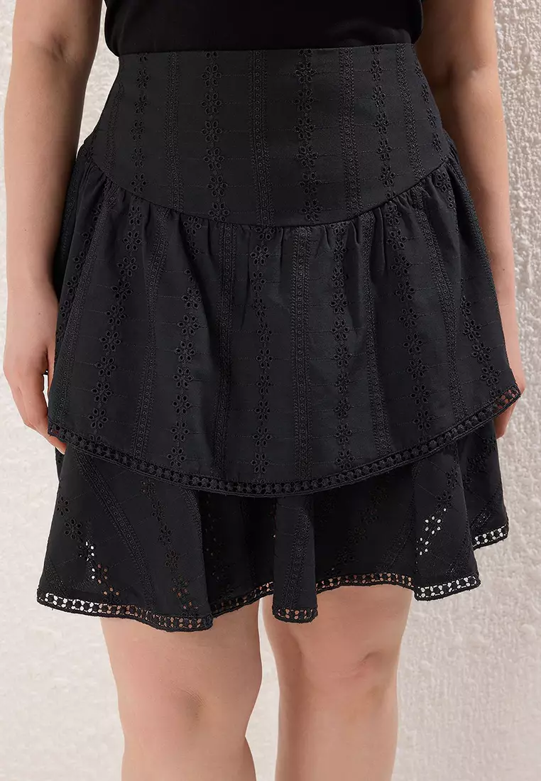 Black Woven Plus Size Skirt