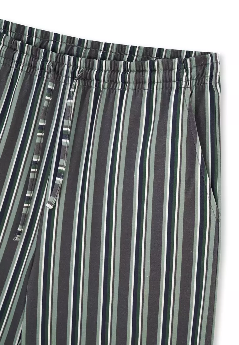 Smoke Shirt & Trousers Knitwear Set, Striped, Shirt Collar, Regular Fit, Long Leg, Long Sleeve Sleepwear for Men