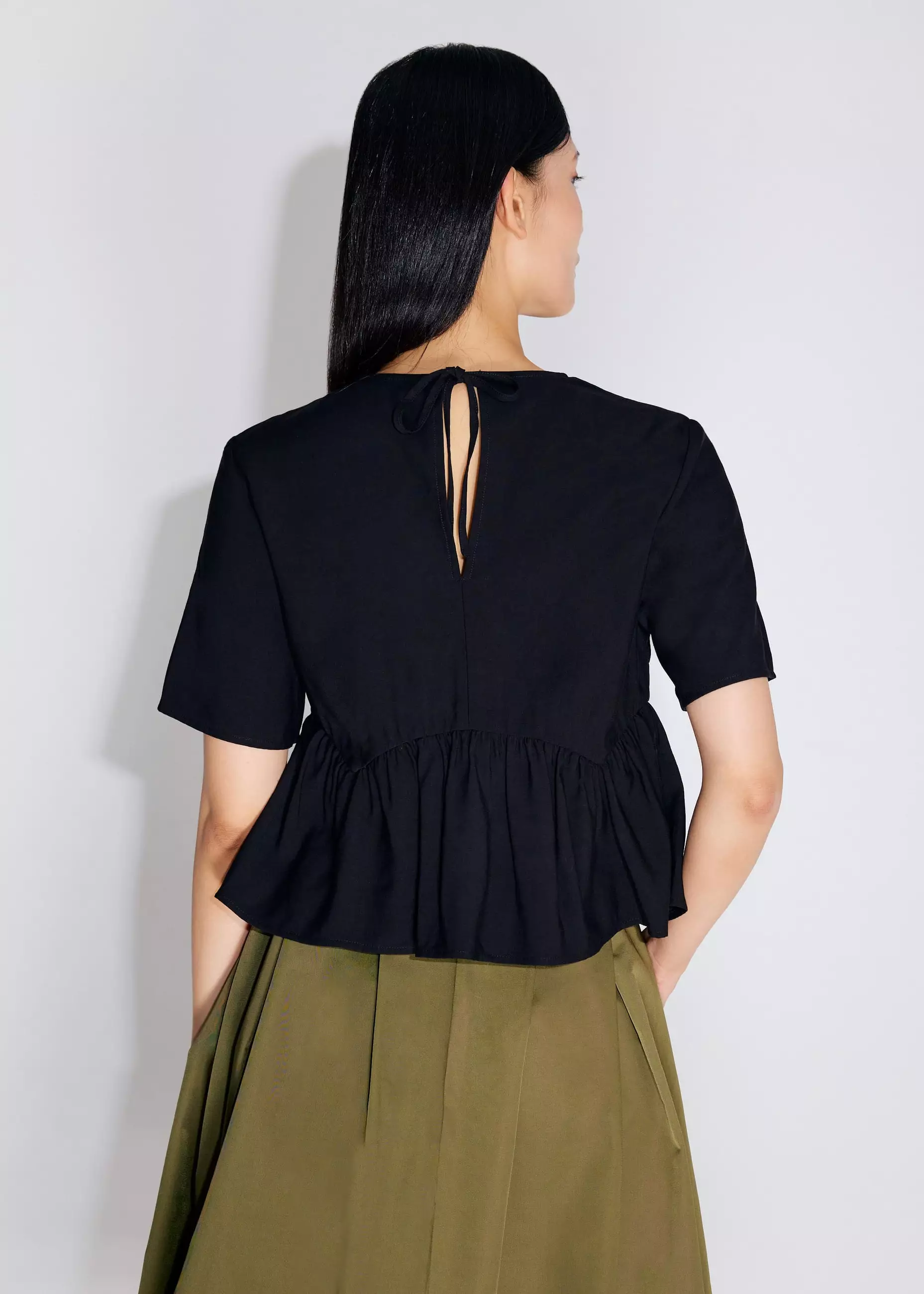 Atasan Wanita - Round Neck Peplum Shell Top