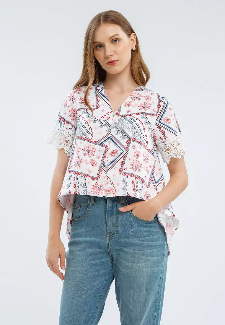 Minimal Giandra Blouse Red White