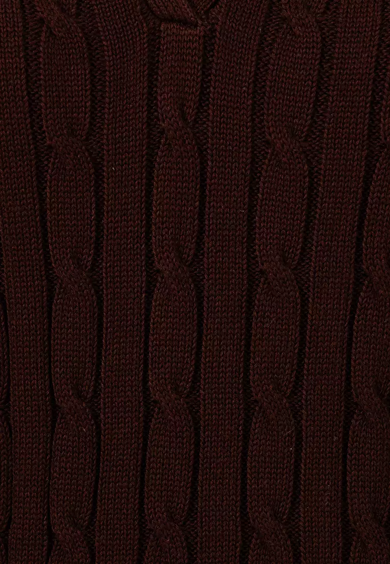 Erin Collared Cable Knit Top