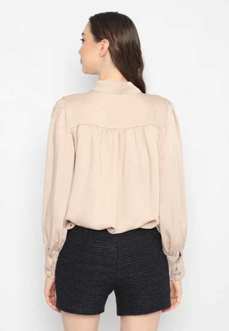 Mannequin Ribbon Silk Sateen Shirt