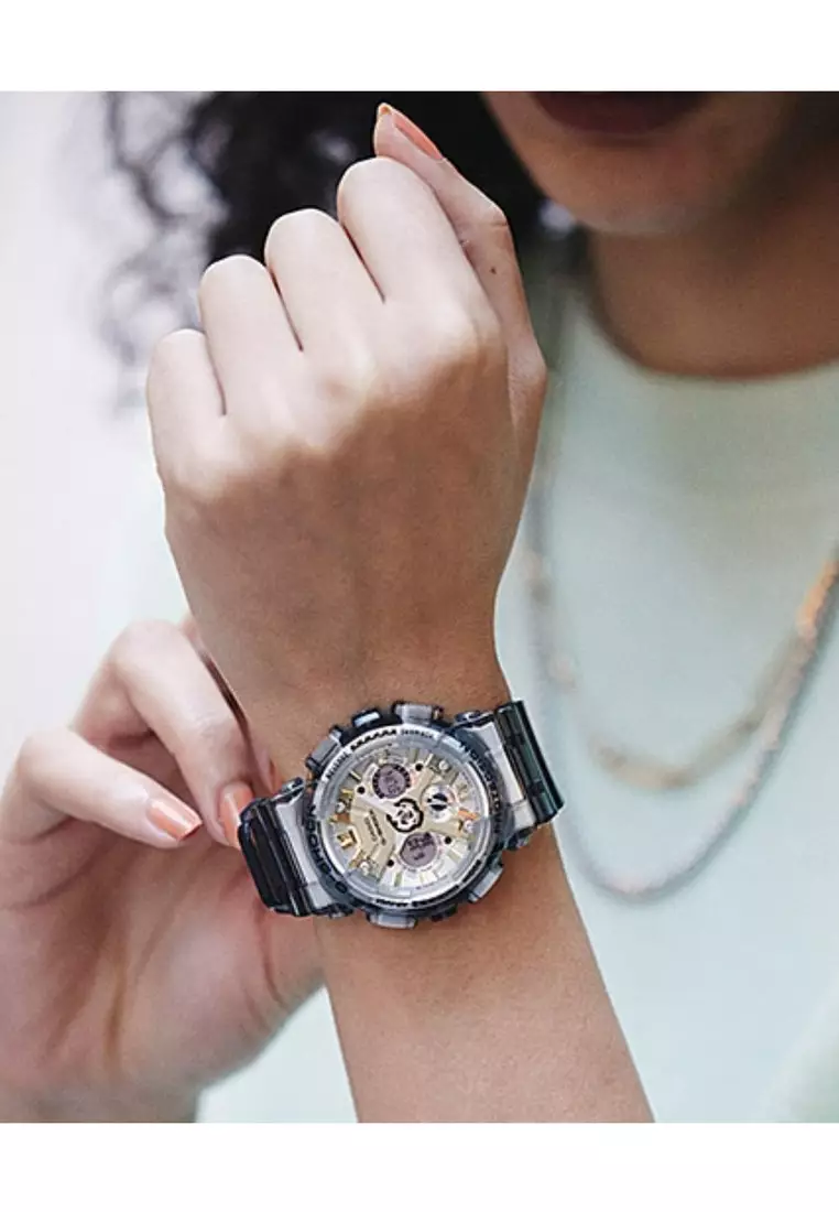 Women's Analog-Digital Watch GMA-S120GS-8A Grey Skeleton Resin Band Ladies Sport Watch