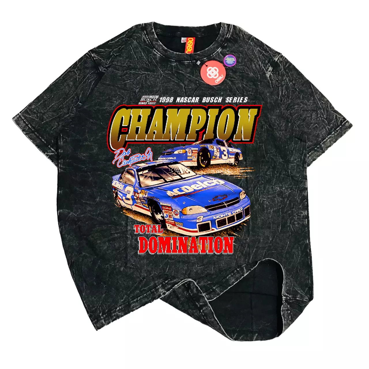 Nascar 1998 Champion Total Domination Dale Earndhardt Black Washed Tshirt