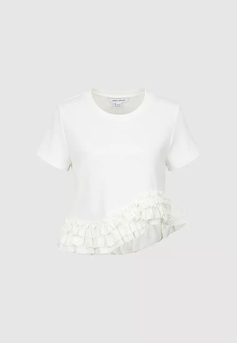 Ruffle Hem Short Sleeve T-Shirts