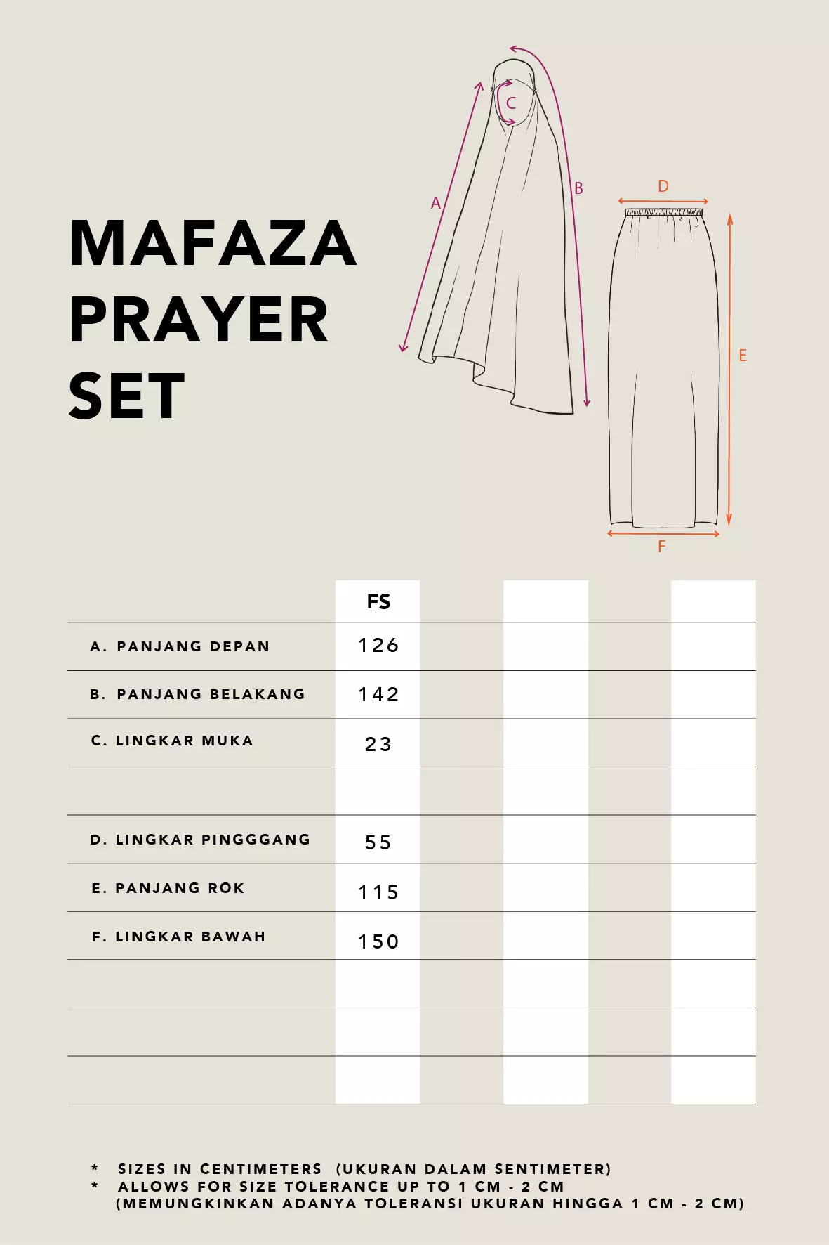 Kami Mafaza Prayer Set Plain Sand