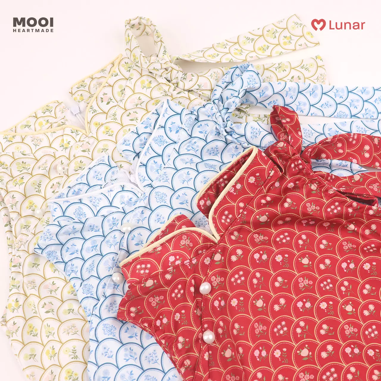 Mooi Dress Anak Perempuan Lunar Collection Fei Cheongsam Dress - Trellis Cream