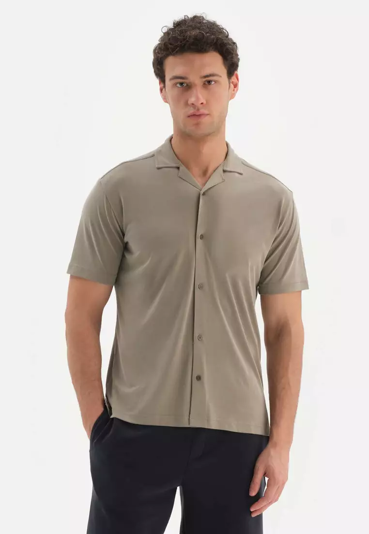 Mens khaki clearance shirt short sleeve