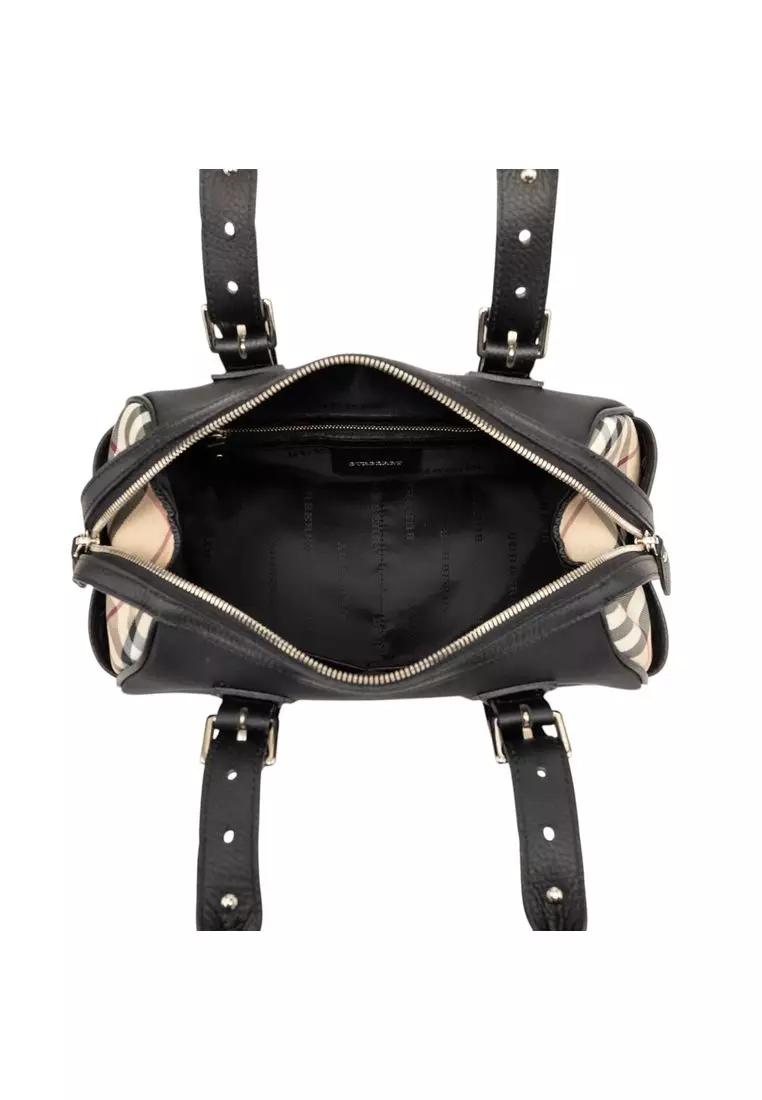 Pre-Loved Burberry Nova Check Trimmed Nylon Handbag