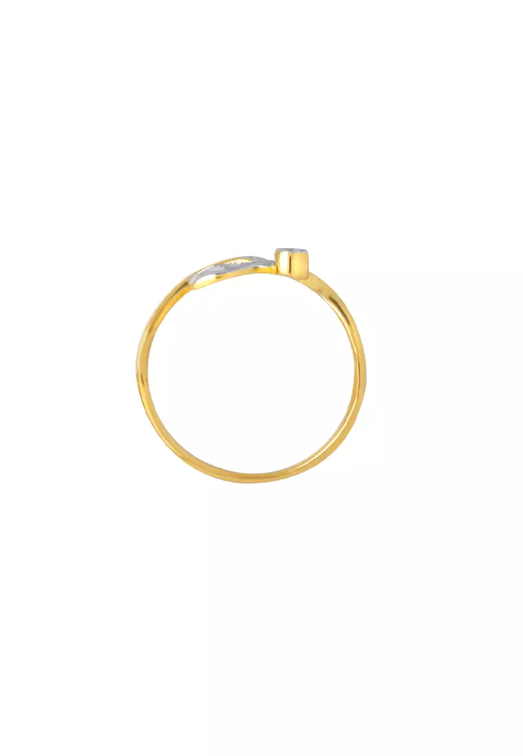 TOMEI Dual-Tone Twisted Heart Ring, Yellow Gold 916