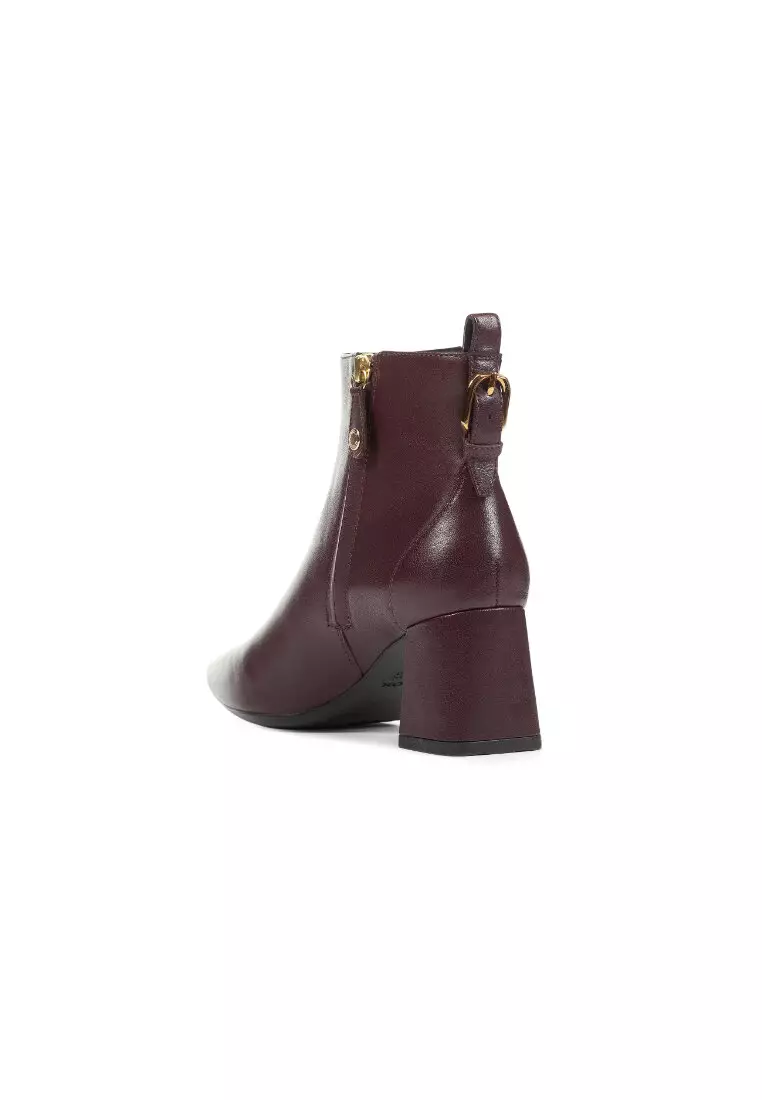 GEOX Ladies Giselda Medium Heel Ankle Boots - Burgundy D36VCD-000TU-C7011F3