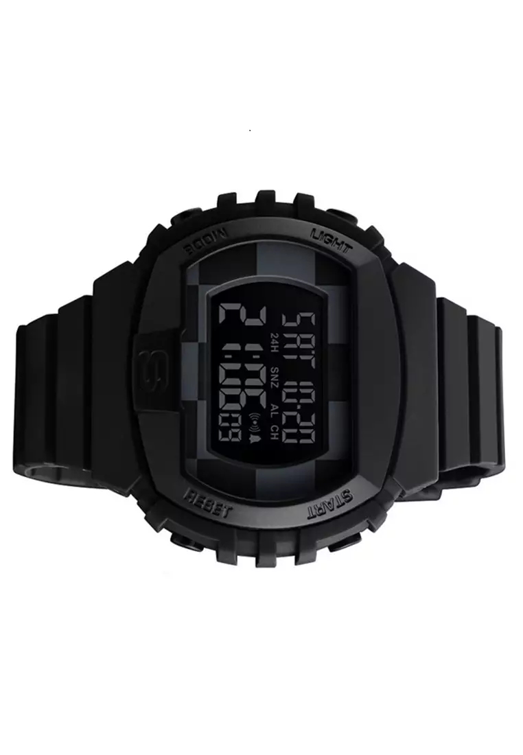 Jam Tangan Digital Sporty Pria Waterproof ABS PU Strap Transparent Resin PB67 ORIGINAL