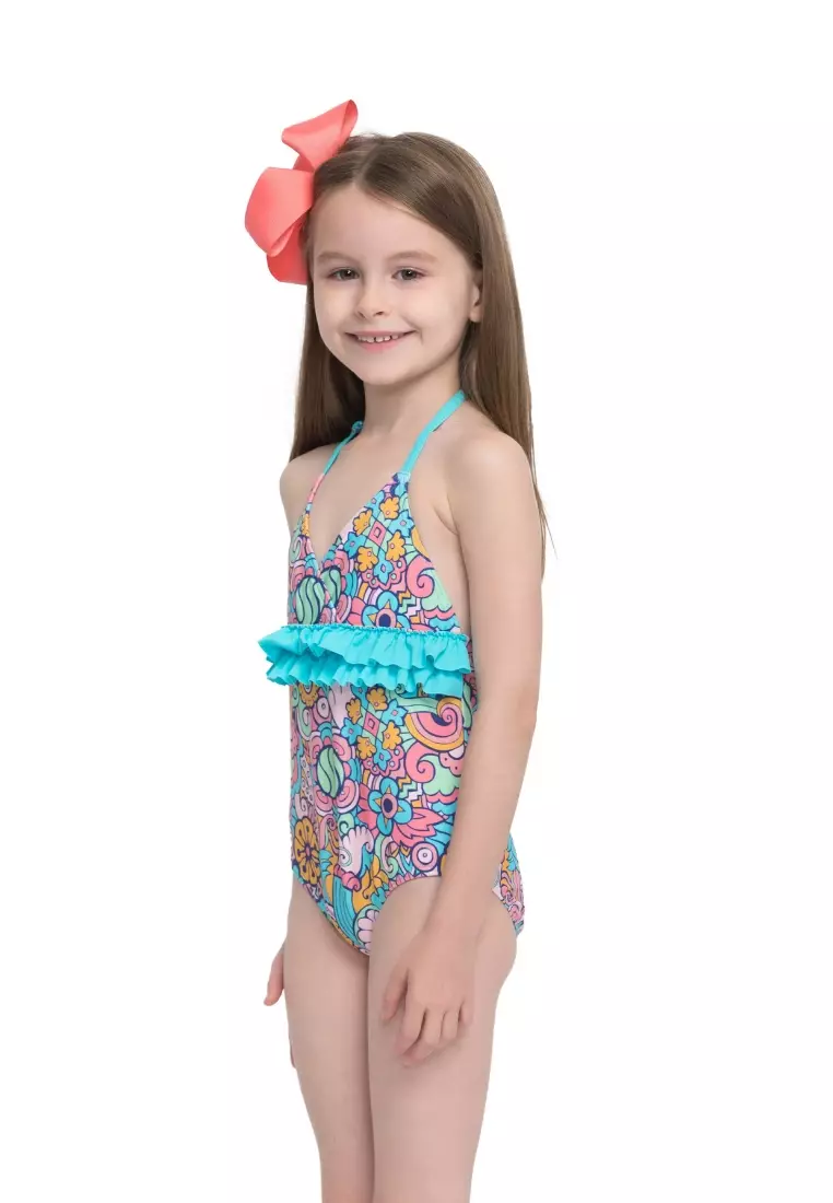 Doodle Fun Girl Ruffles Swimsuit