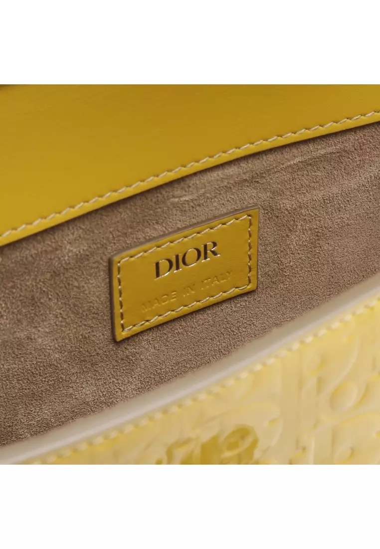 Pre-Loved Christian Dior GALLOP gallop oblique Shoulder bag Embossed logo Patent leather yellow