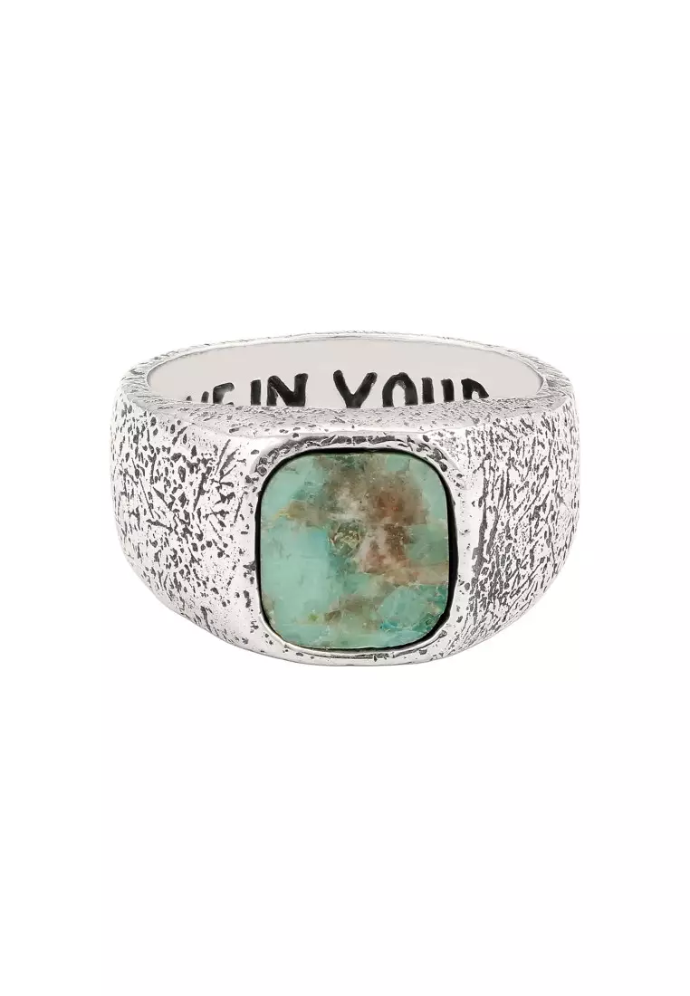 EXCLUSIVE Cincin Perhiasan Perak 925 Pria Signet Turquoise