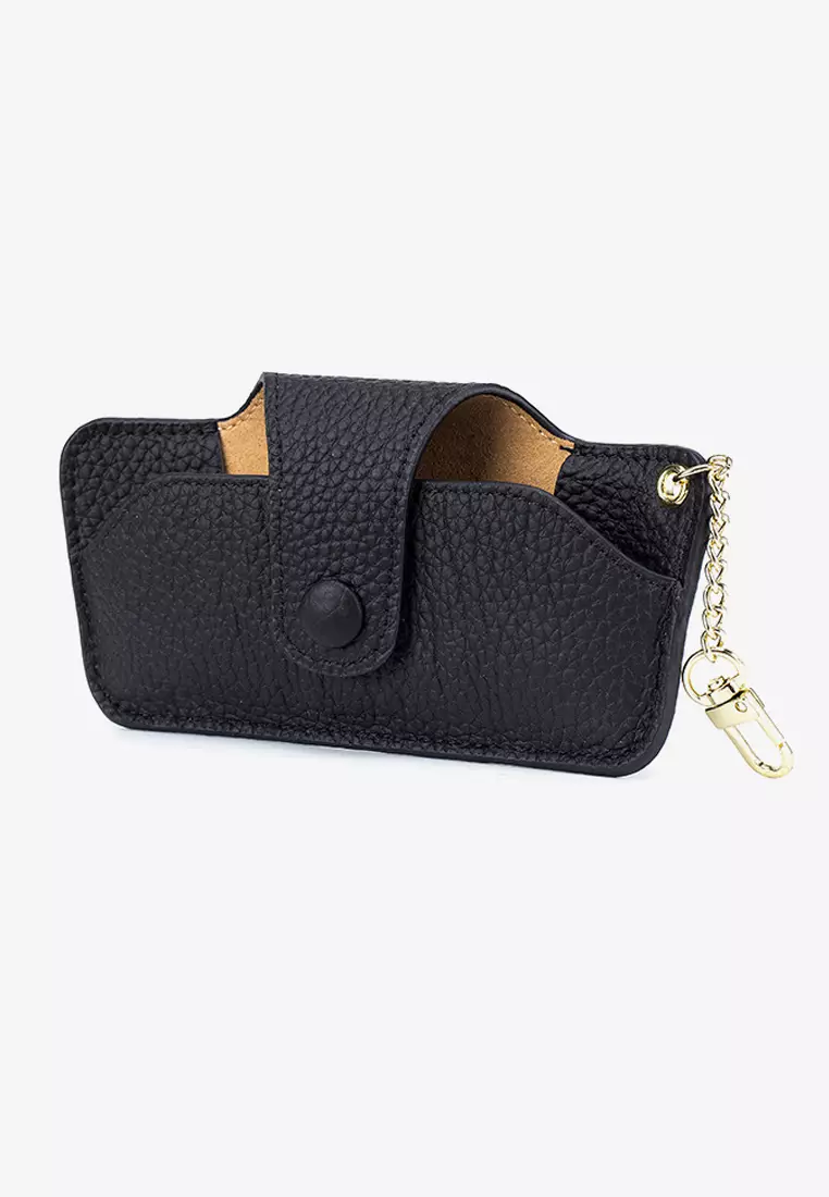 Full Grain Leather Minimalist Snap Button Glasses Case JW AN-9990