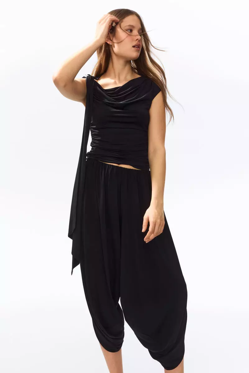 Wrap-detail balloon trousers