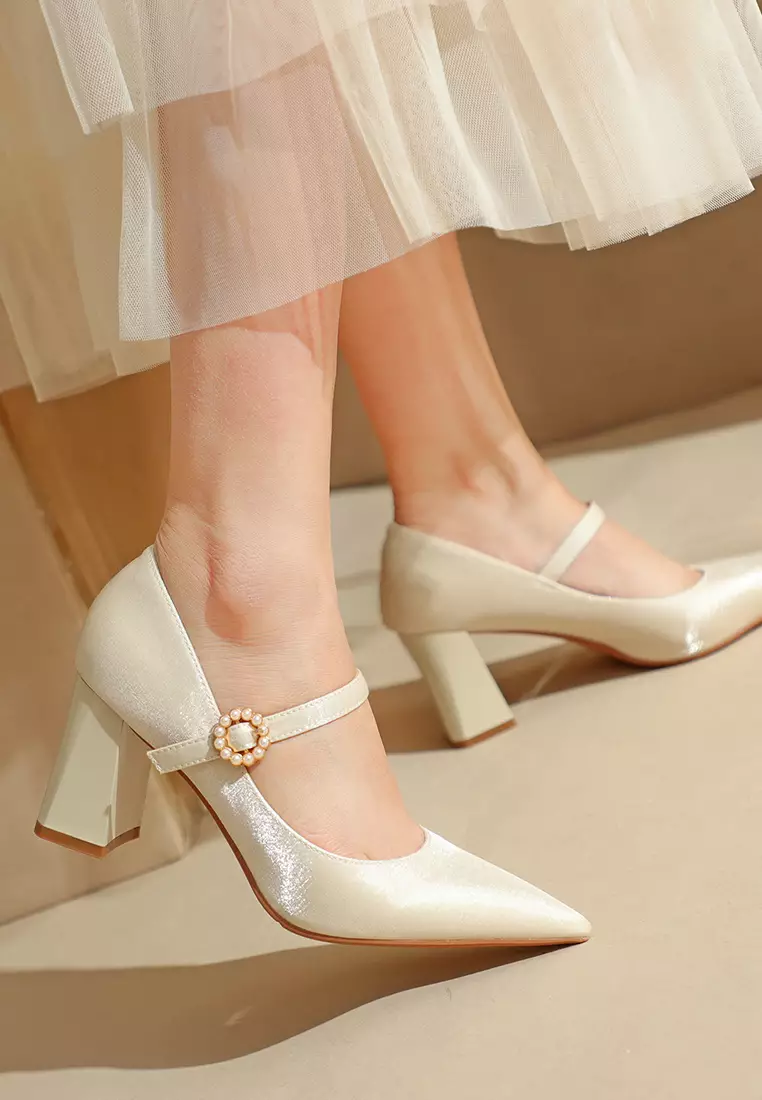 7CM Satin Mary Jane Shoes 873-5