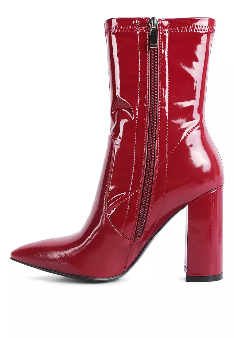 Buy London Rag Burgundy Block Heel Stiletto Ankle Boot in Burgundy