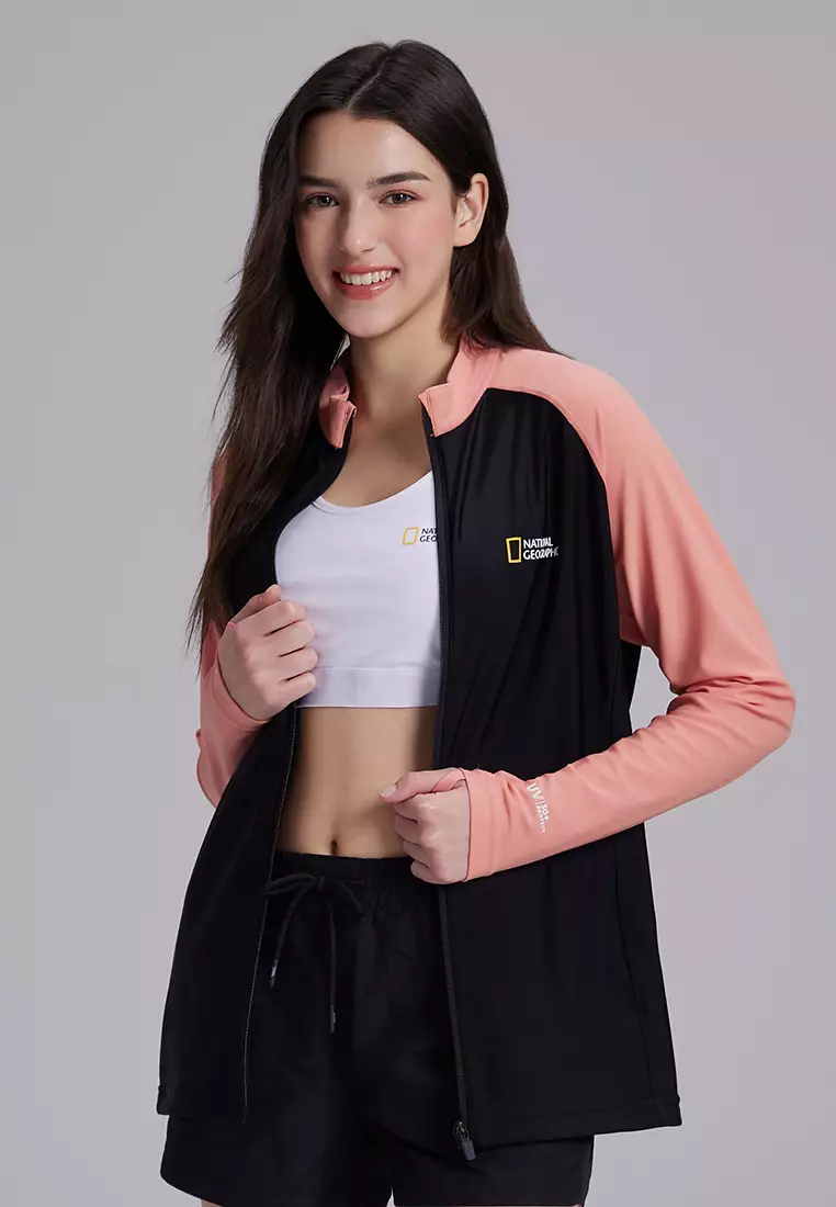 Unisex Color Block Zip Up Rashguard