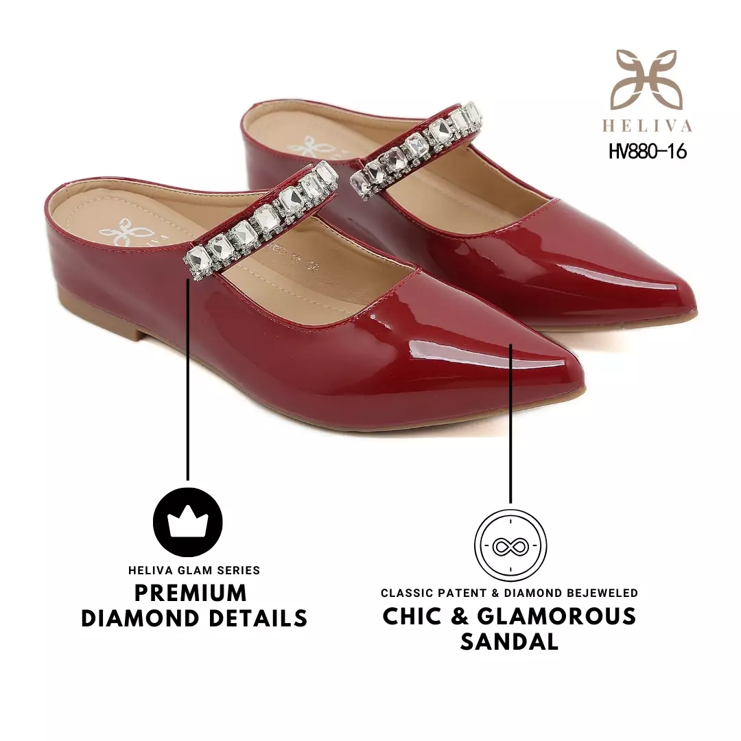 Heliva Arlisse Luxe Pointed-Toe Mules with Crystal Accent and Subtle 4cm Lift