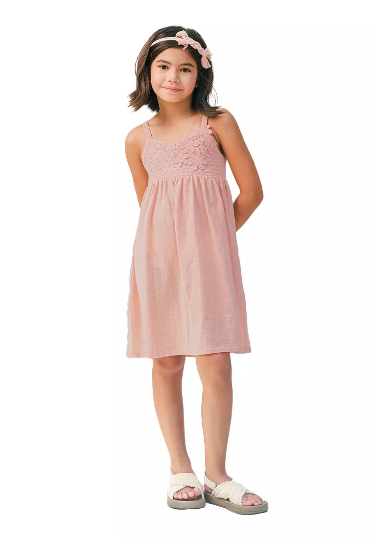 Blair Strappy Dress With All Over Crochet Bodice & Flowers